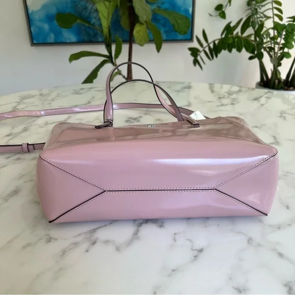 NWT Tory Burch Emerson Small Tote Clay Pink Patent Leather Shoulder Crossbody